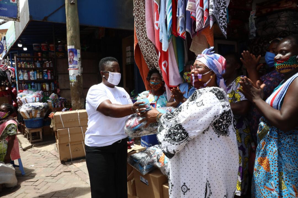 Rebecca Foundation donates face masks and hand sanitizers to market women in Accra