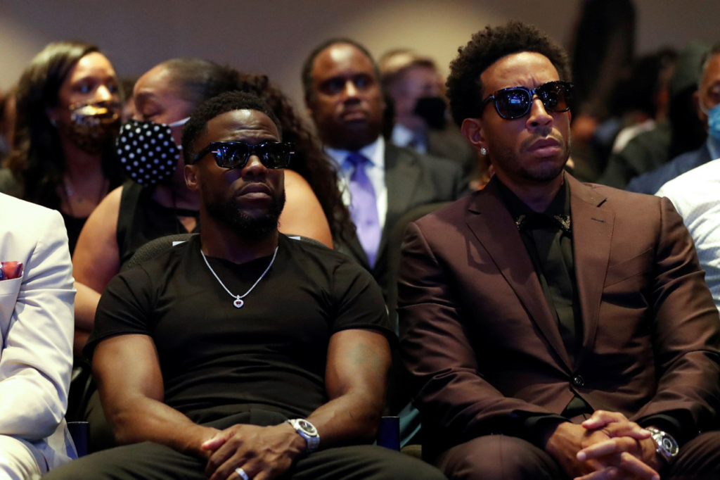 Ludacris and Kevin Hart at the George Floyd memorial