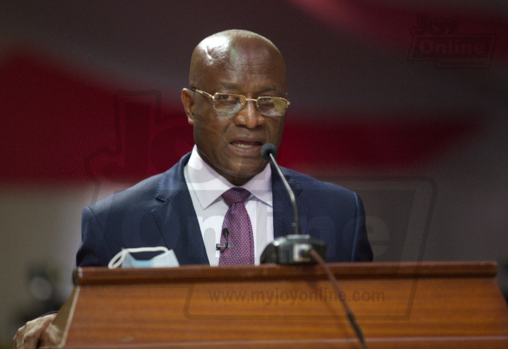 Osei Kyei Mensah Bonsu reading the 2021 Budget Statement in Parliament on Friday, March 12.
