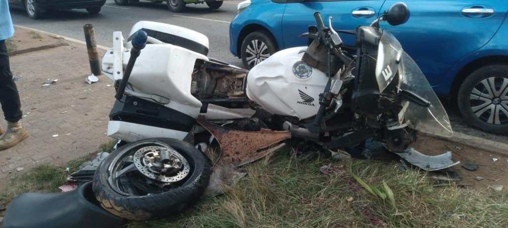 Police dispatch rider injured in head-on collision while escorting high-profile person in Kumasi