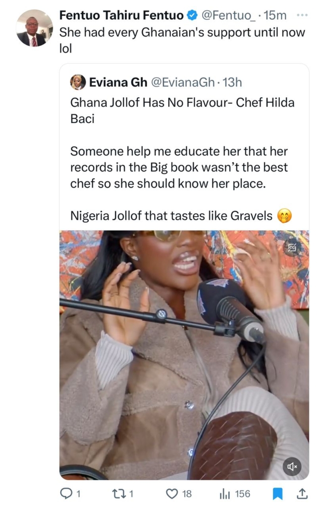 Hilda Baci triggers another Jollof war with Ghanaians