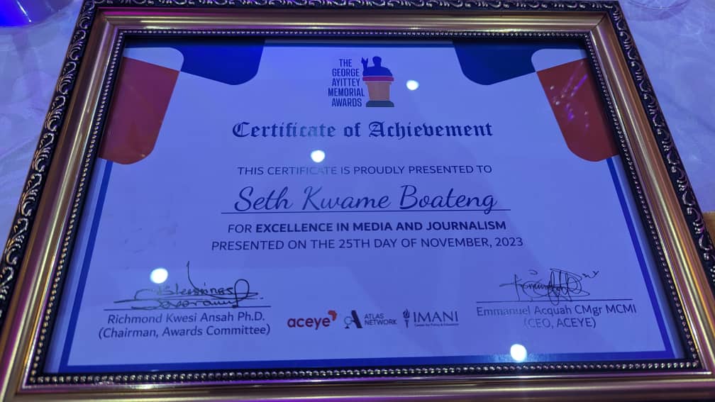 JoyNews' Seth Kwame Boateng awarded GAM Award for Excellence in Media and Journalism