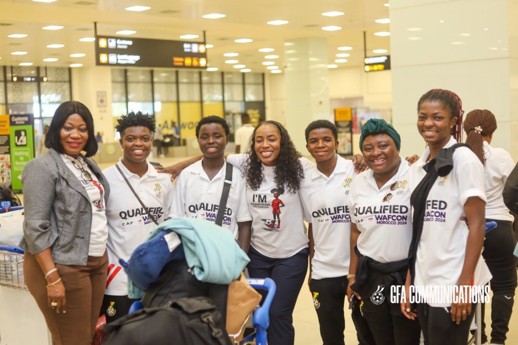 Photos: Black Queens receive resounding welcome at Kotoka Airport after WAFCON 2024 qualification