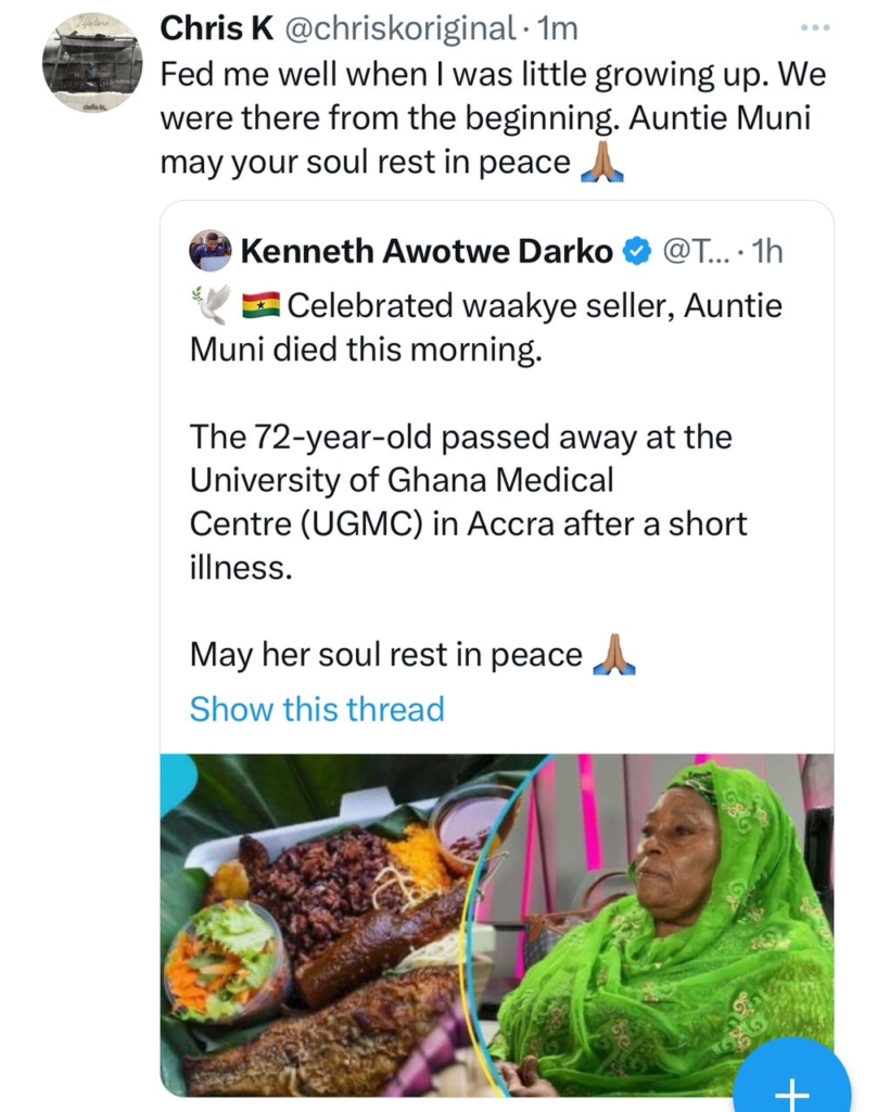 Tributes pour in for popular waakye vendor, Auntie Muni