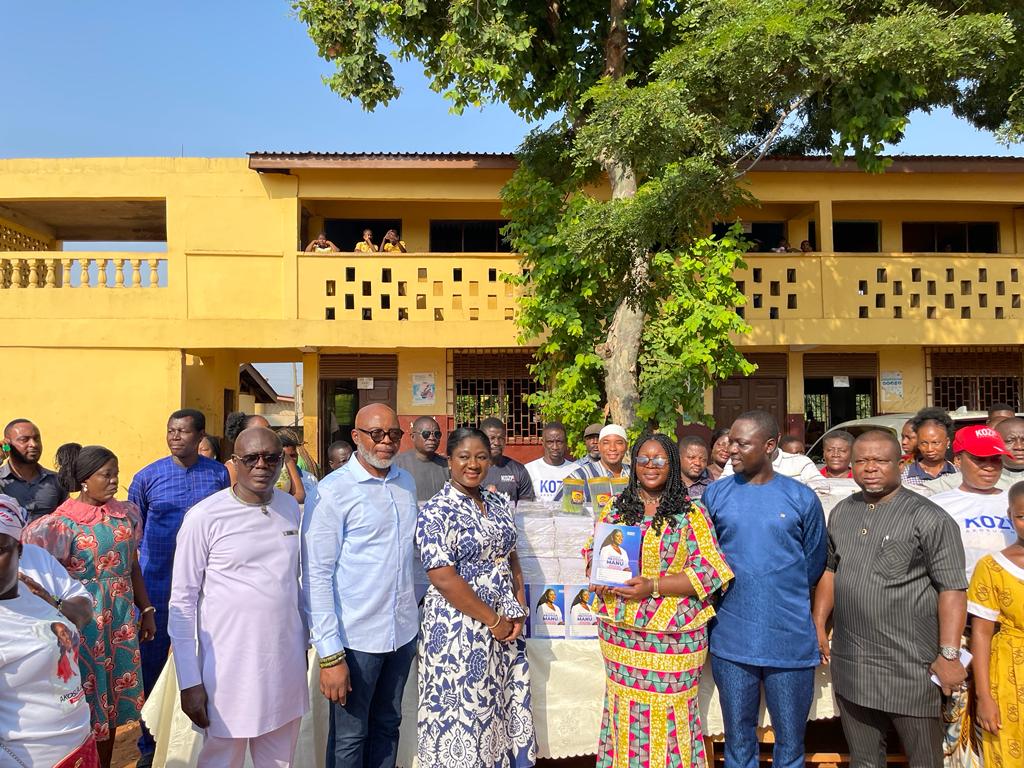 Akosua Manu supports students in Adentan constituency with learning materials