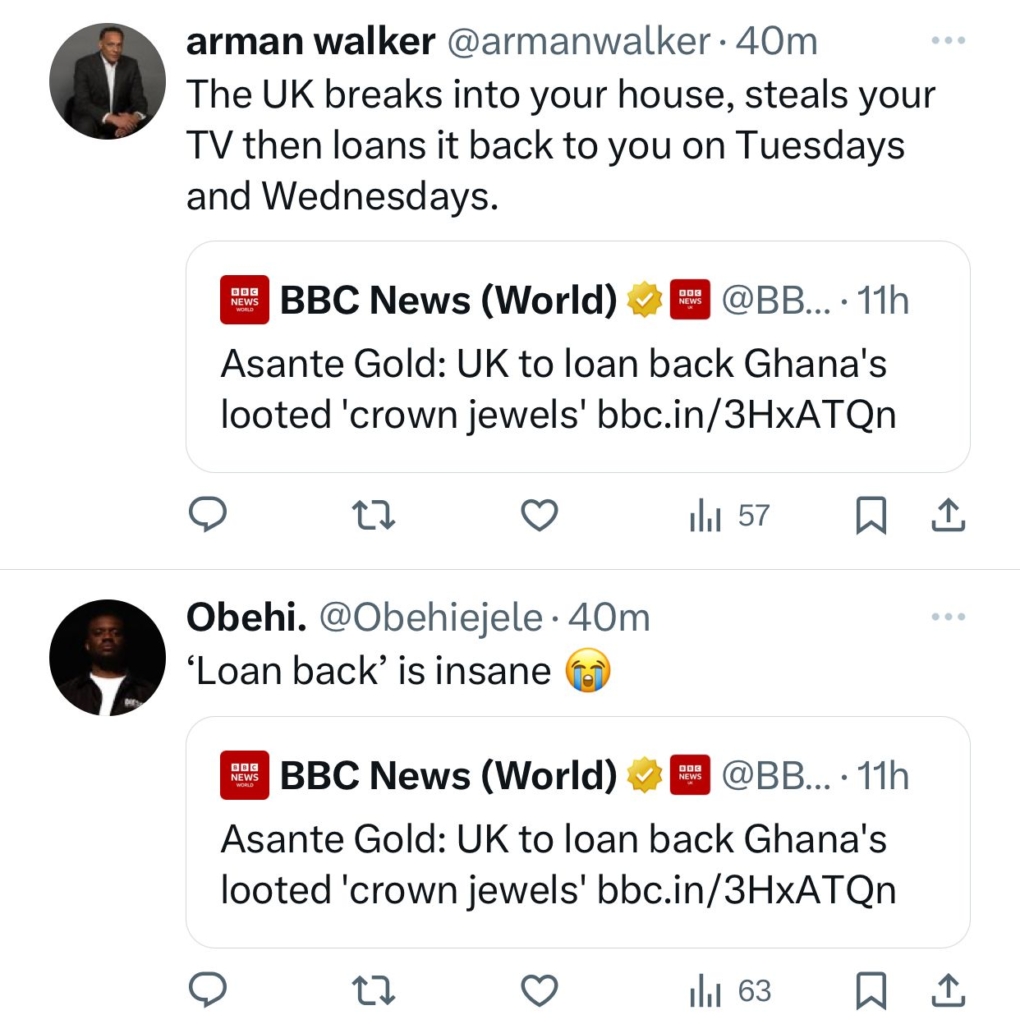 How Ghanaians are reacting to UK’s decision to 'loan back' looted gold artifacts