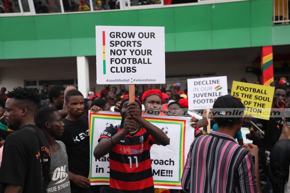 Photos: 'Stop spoiling our bets' – See placards on display at 'SaveGhanaFootball' demo