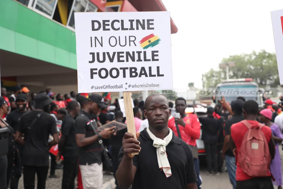 Photos: 'Stop spoiling our bets' – See placards on display at 'SaveGhanaFootball' demo