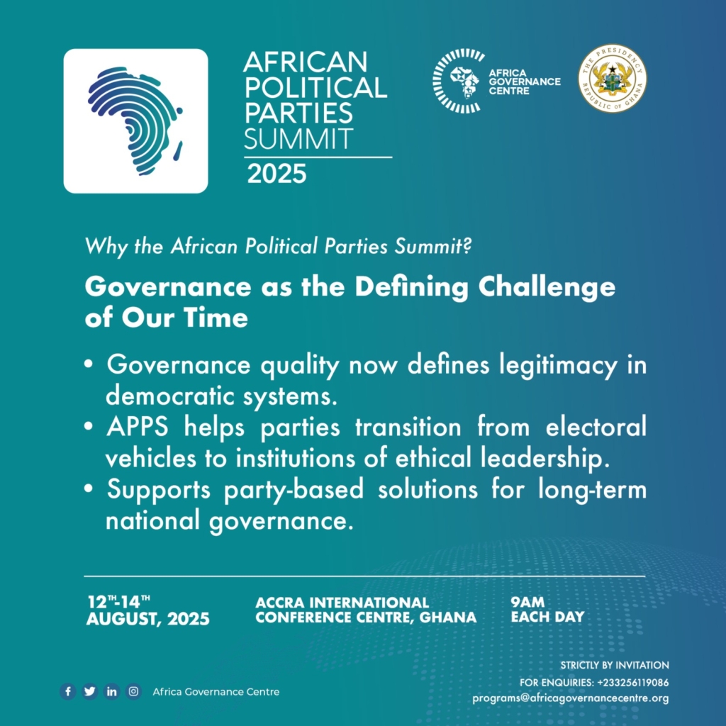 African Political Parties Summit 2025 opens today in Accra African Political Parties Summit 2025 opens today in Accra