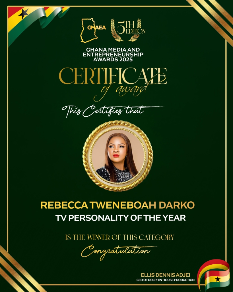 JoyNews’ Becky wins Media Personality and TV Personality of the Year at Ghana Media and Entrepreneurship Awards 2025