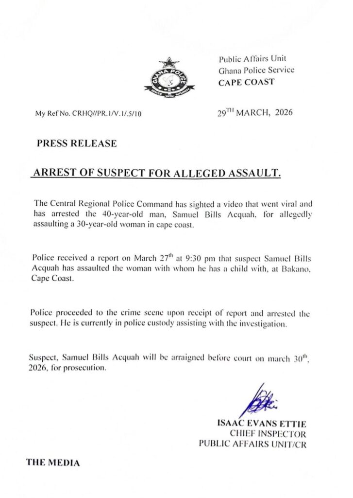 Police arrest man seen in viral video assaulting girlfriend at Cape Coast Police arrest man seen in viral video assaulting girlfriend at Cape Coast