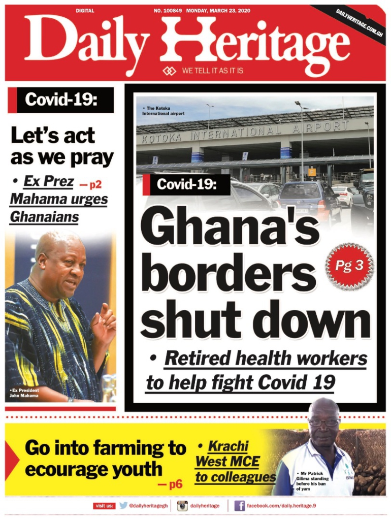 Today's front pages, Monday, March 23, 2020 Today's front pages, Monday, March 23, 2020