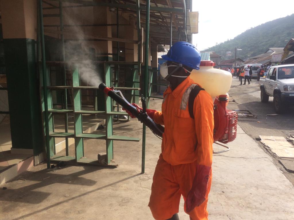 Pictures from fumigation of markets in Eastern Region