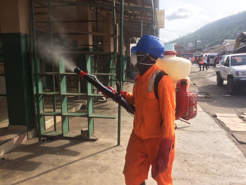 Pictures from fumigation of markets in Eastern Region