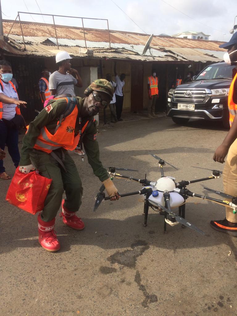 Pictures from fumigation of markets in Eastern Region