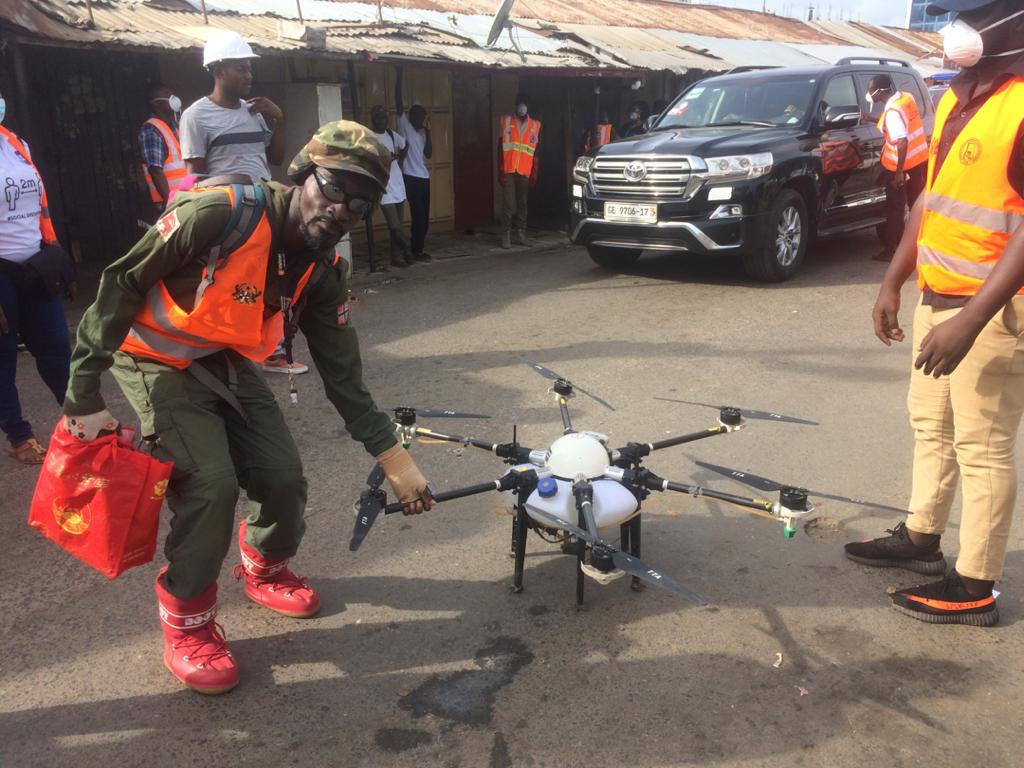 Pictures from fumigation of markets in Eastern Region