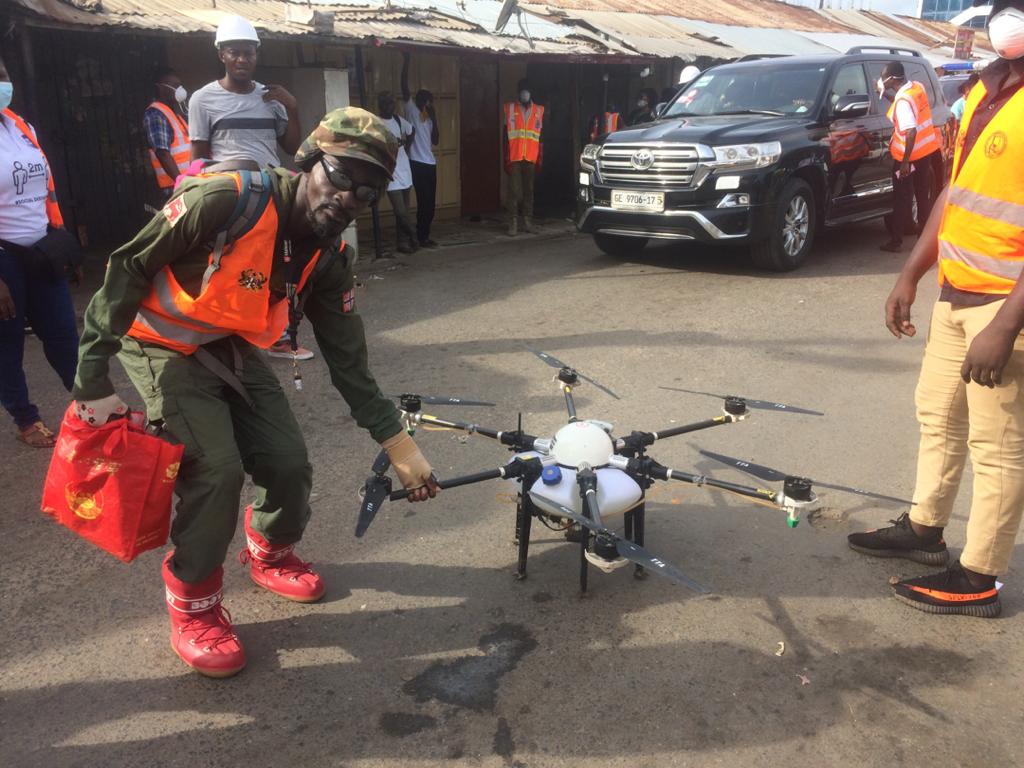 Pictures from fumigation of markets in Eastern Region