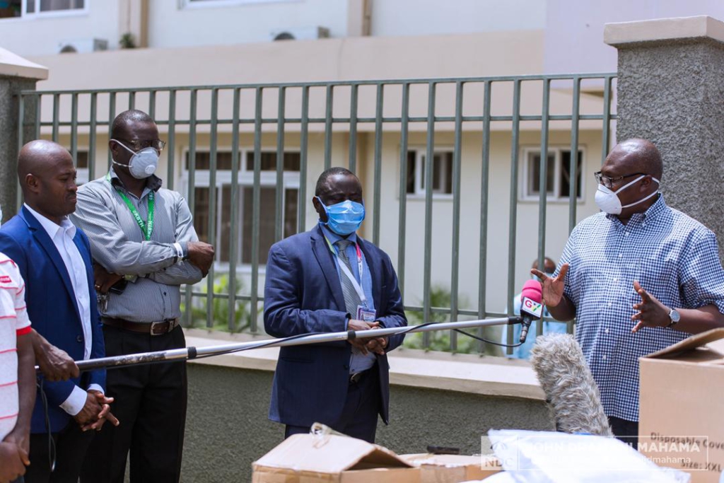 John Mahama supports Korle-Bu with PPEs