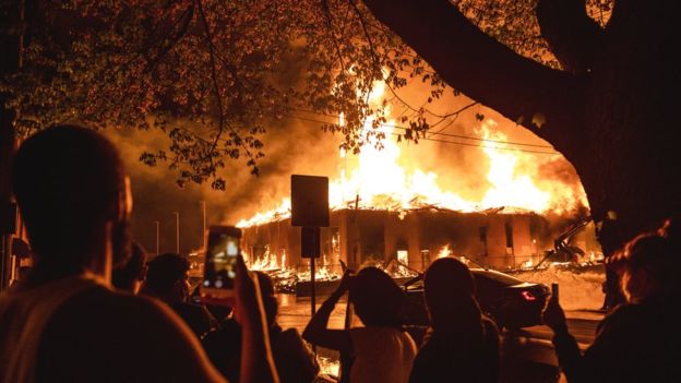 George Floyd: Protesters set Minneapolis police station ablaze