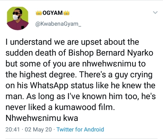 Twitter reactions as Bishop Bernard Nyarko passes on