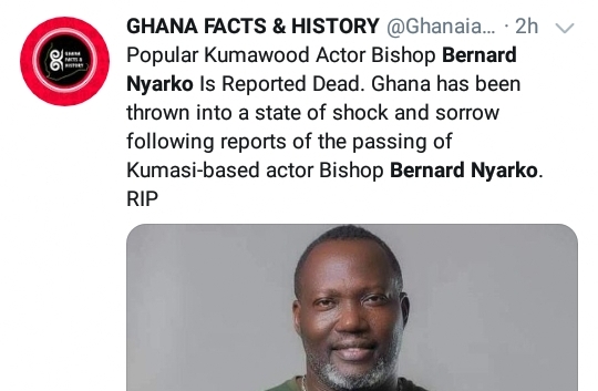 Twitter reactions as Bishop Bernard Nyarko passes on