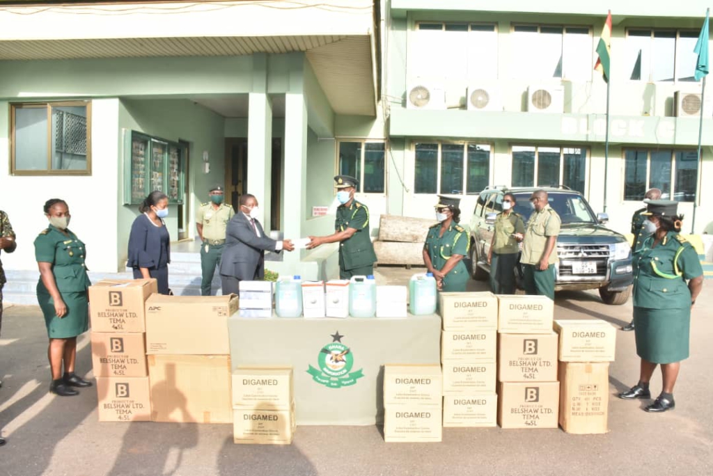 Prudential Bank supports Immigration Service with items to quicken Covid-19 response efforts