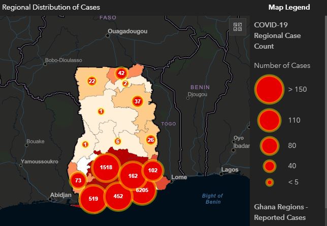 Covid-19 cases in Ghana