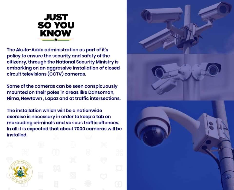 Government begins installation of CCTV cameras nationwide