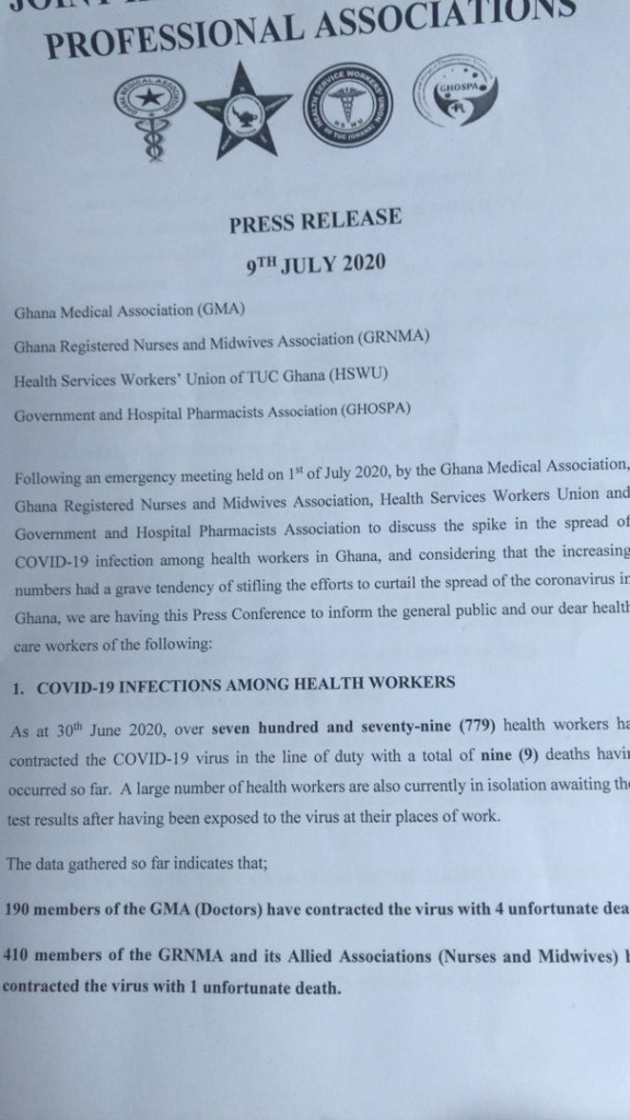 Over 770 health workers contract Covid-19 due to lack of PPEs - Health workers union