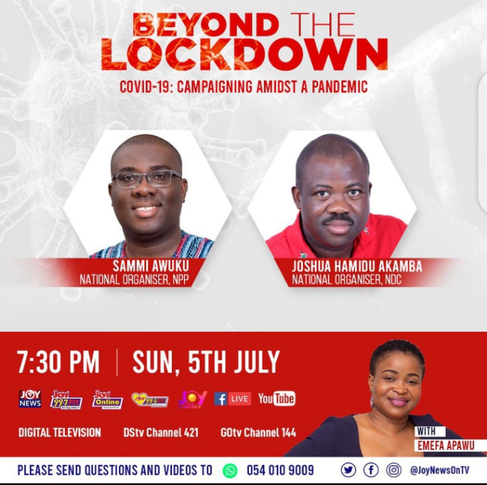 JoyNews hosts NPP, NDC national oganisers on ‘Beyond the Lockdown’ tonight