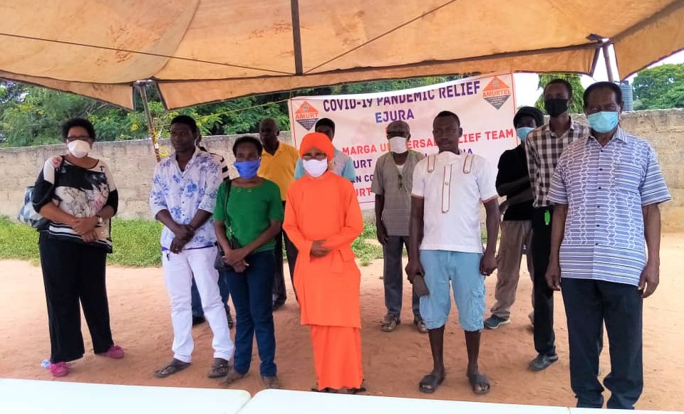 Ananda Marga Ghana donates Covid-19 relief items and PPEs to people of Ejura