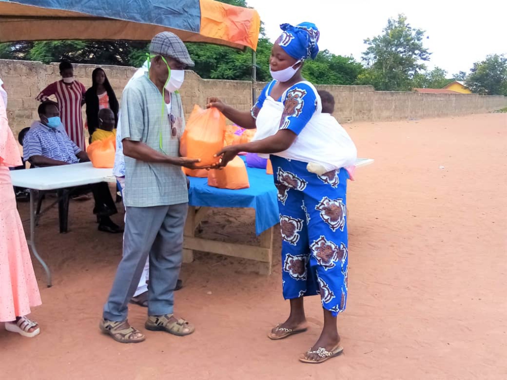 Ananda Marga Ghana donates Covid-19 relief items and PPEs to people of Ejura