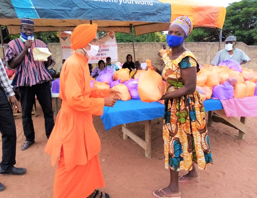 Ananda Marga Ghana donates Covid-19 relief items and PPEs to people of Ejura