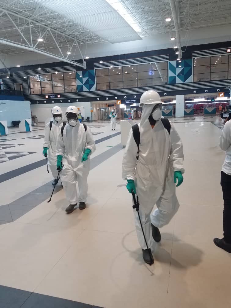 Photos of disinfection exercise at Kotoka International Airport ahead of Sept 1 re-opening