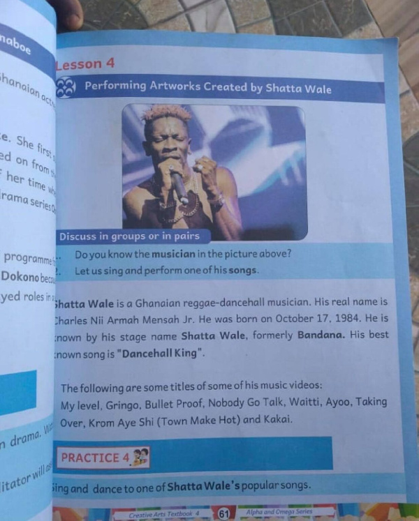 Shatta Wale in a textbook