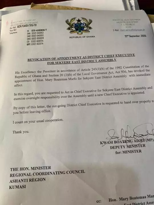 Sekyere East DCE sacked