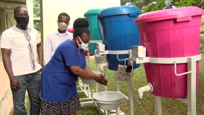 Technology College students develop automatic energy-efficient system, solar cum electric-powered hand-washing machines