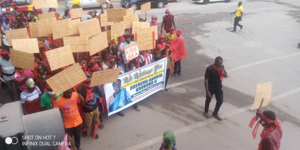 Reinstate Odeneho Akrofa Krukoko II as Paramount Chief of Wassa Fiase - Residents, chiefs demand amidst demonstration