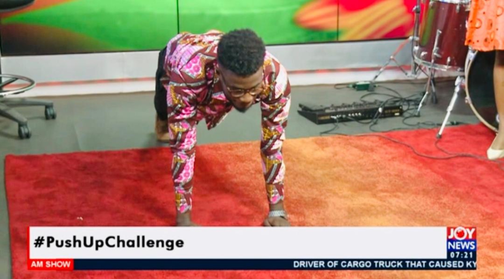 JoySports' Owuraku Ampofo completes #PushUpsChallenge on live TV