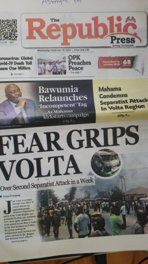 Today’s front pages; Wednesday, September 30, 2020 Today’s front pages; Wednesday, September 30, 2020