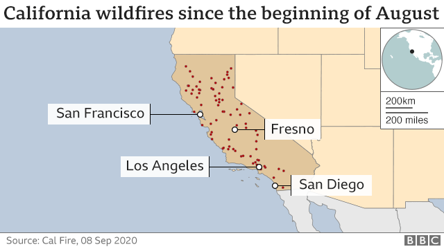 California wildfires: Hikers rescued as blazes rage
