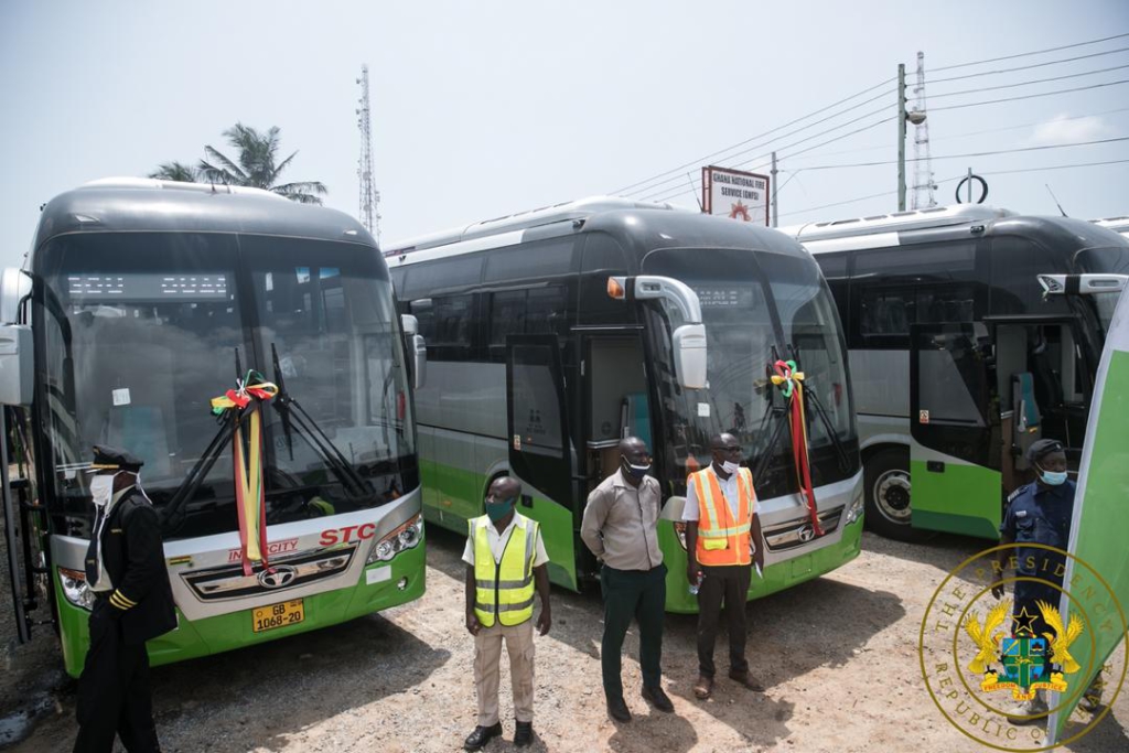 Akufo-Addo presents 100 buses to STC Coaches Limited