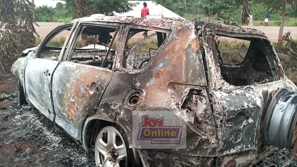 'Engagement car' burnt beyond recognition at Sefwi Afere