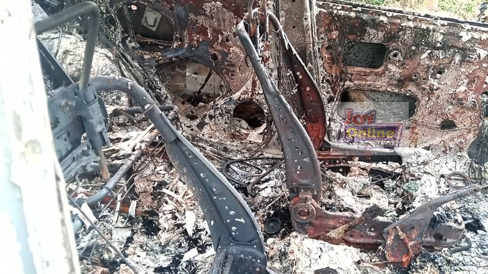 'Engagement car' burnt beyond recognition at Sefwi Afere