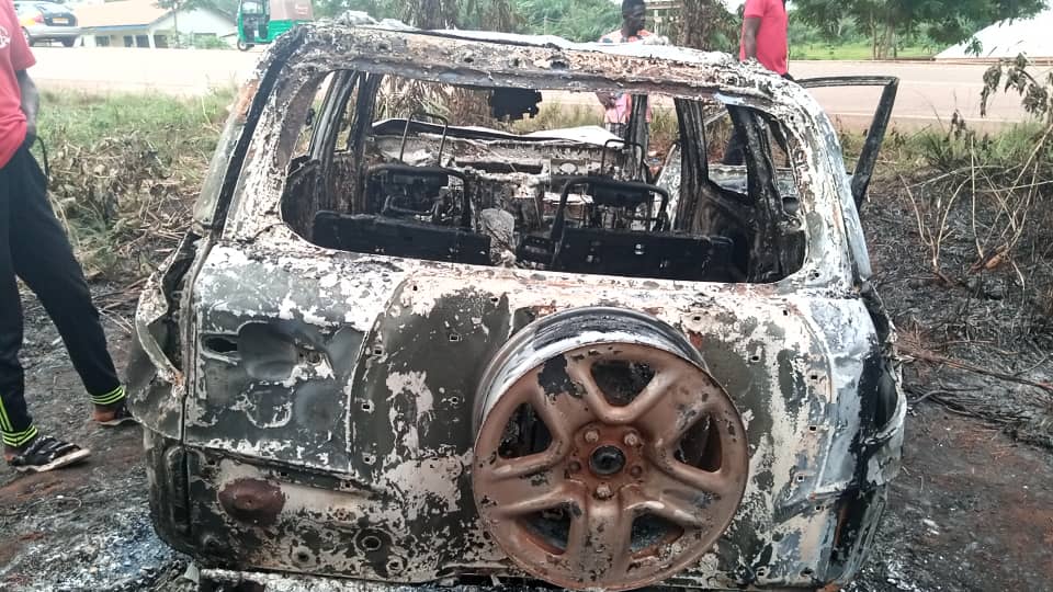 'Engagement car' burnt beyond recognition at Sefwi Afere