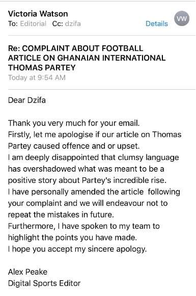 Former JoyNews Editor, Dzifa Gbeho-Bampoh, others force Sun to apologise for insulting description of Thomas Partey