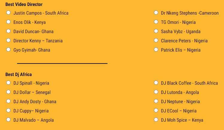 AFRIMMA 2020 nominees