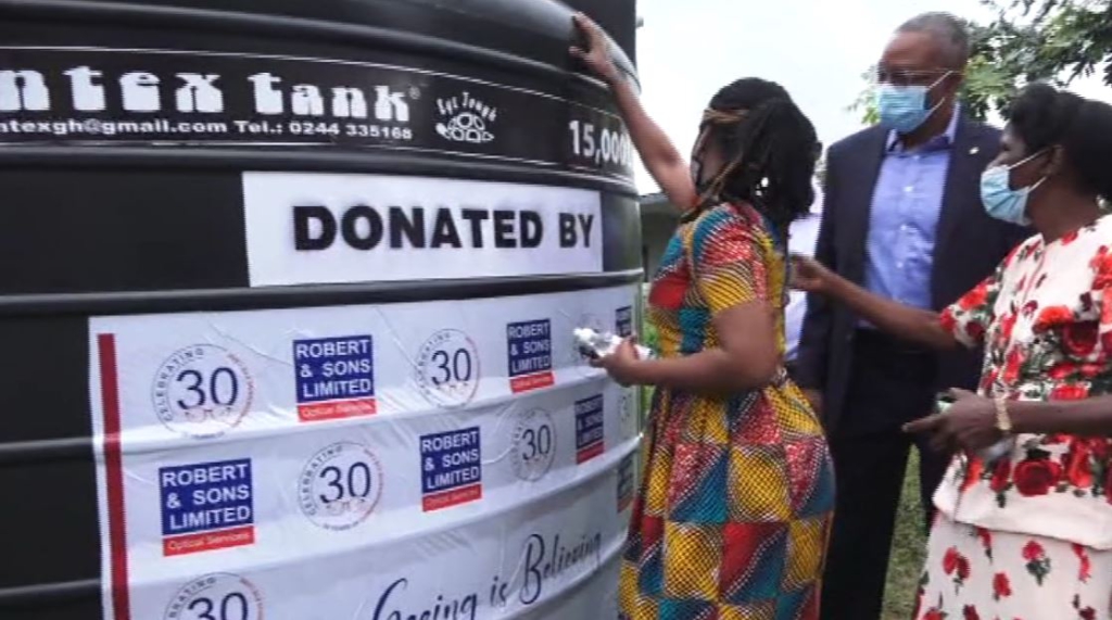 Robert and Sons donates water storage tank and 40 packs of Braille to Akropong School for the Blind