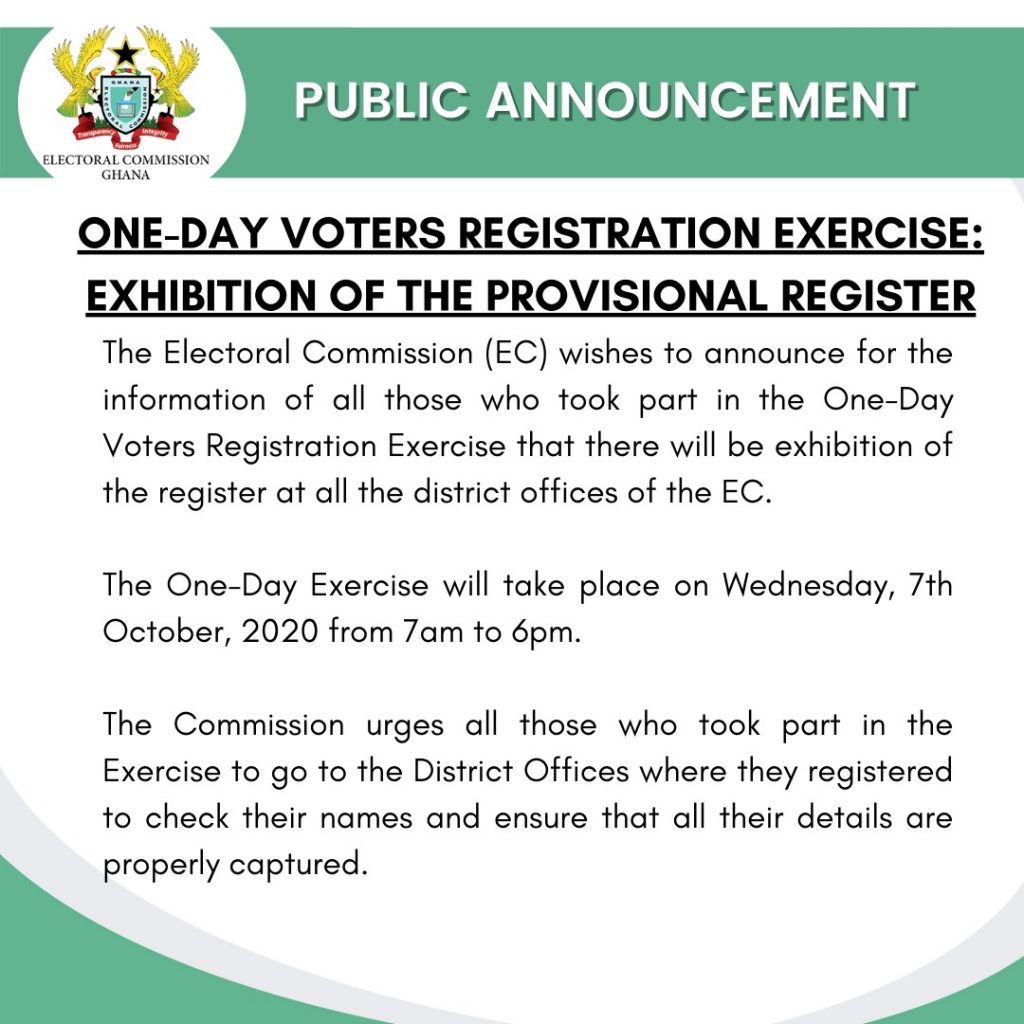 EC to exhibit provisional register for one-day voters registration ...