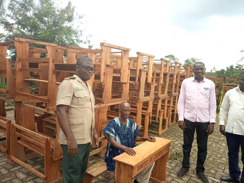 Juaboso-Bia forestry commission supplies desks to three districts